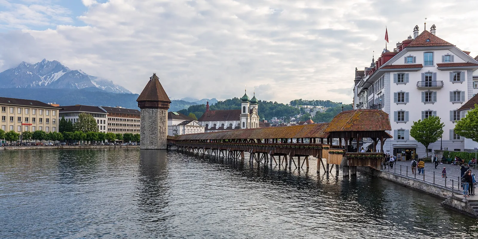 Chapel Bridge stretching across the Reuss in Lucerne