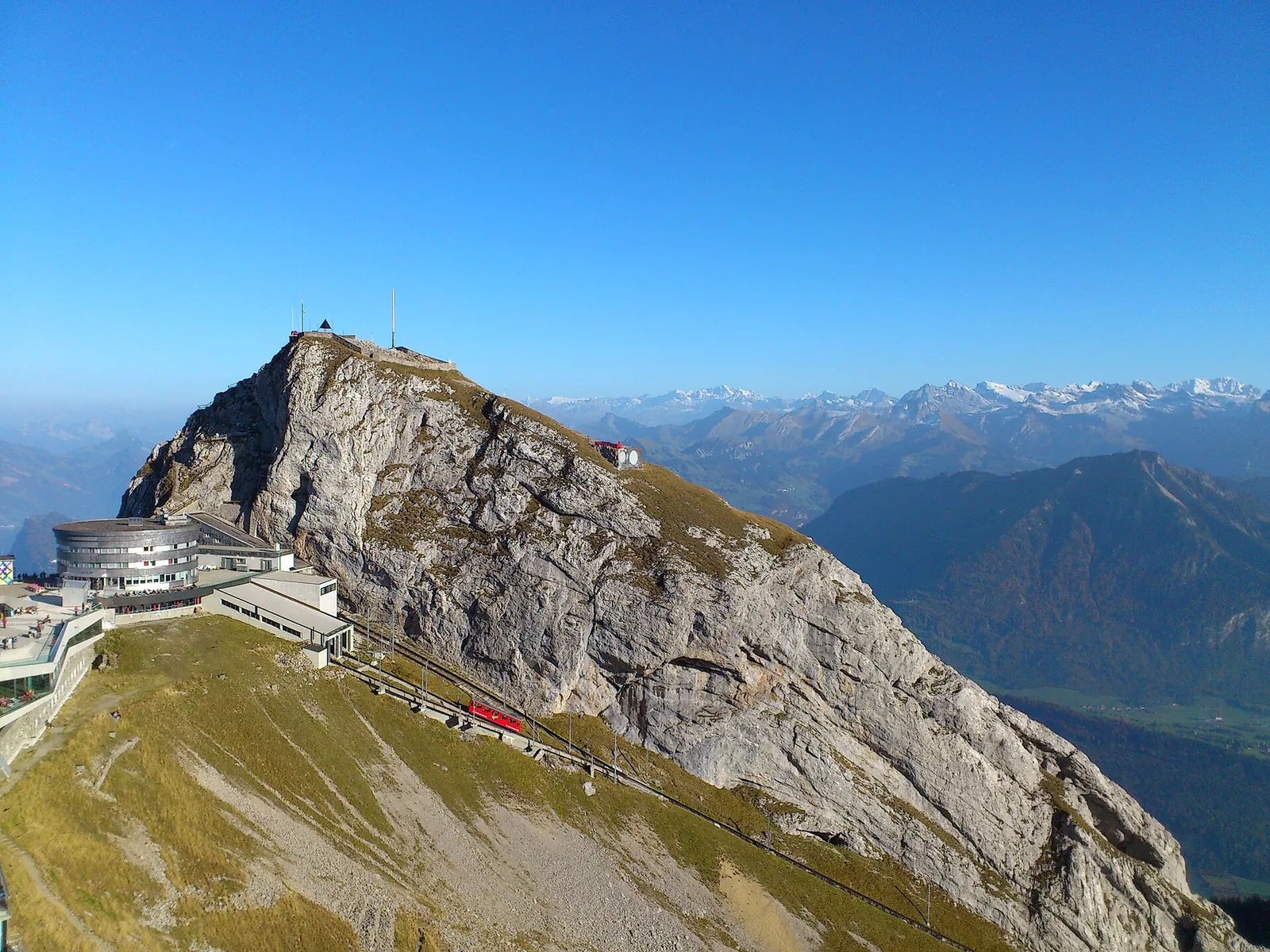 View from Pilatus over Lake Lucerne and the Alps